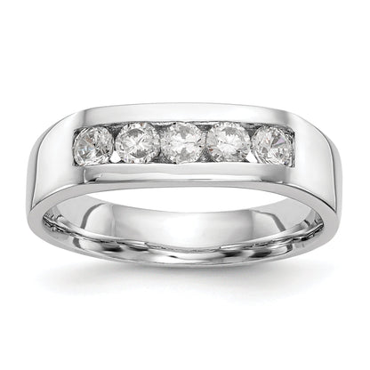 0.50ct. CZ Solid Real 14K White Gold 5-Stone Channel Wedding Band Ring