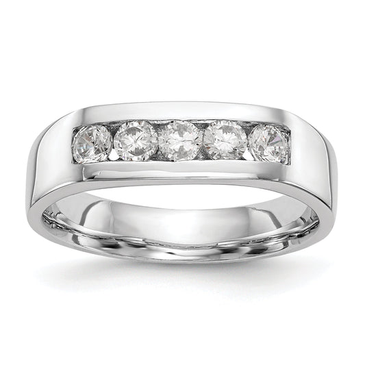 0.50ct. CZ Solid Real 14K White Gold 5-Stone Channel Wedding Band Ring
