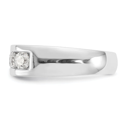 1.00ct. CZ Solid Real 14K White Gold 5-Stone Channel Wedding Band Ring