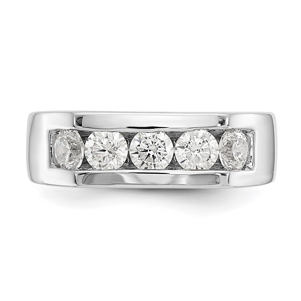 14K White Gold 5-Stone Real Diamond Channel Band