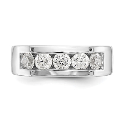 14K White Gold 5-Stone Real Diamond Channel Band