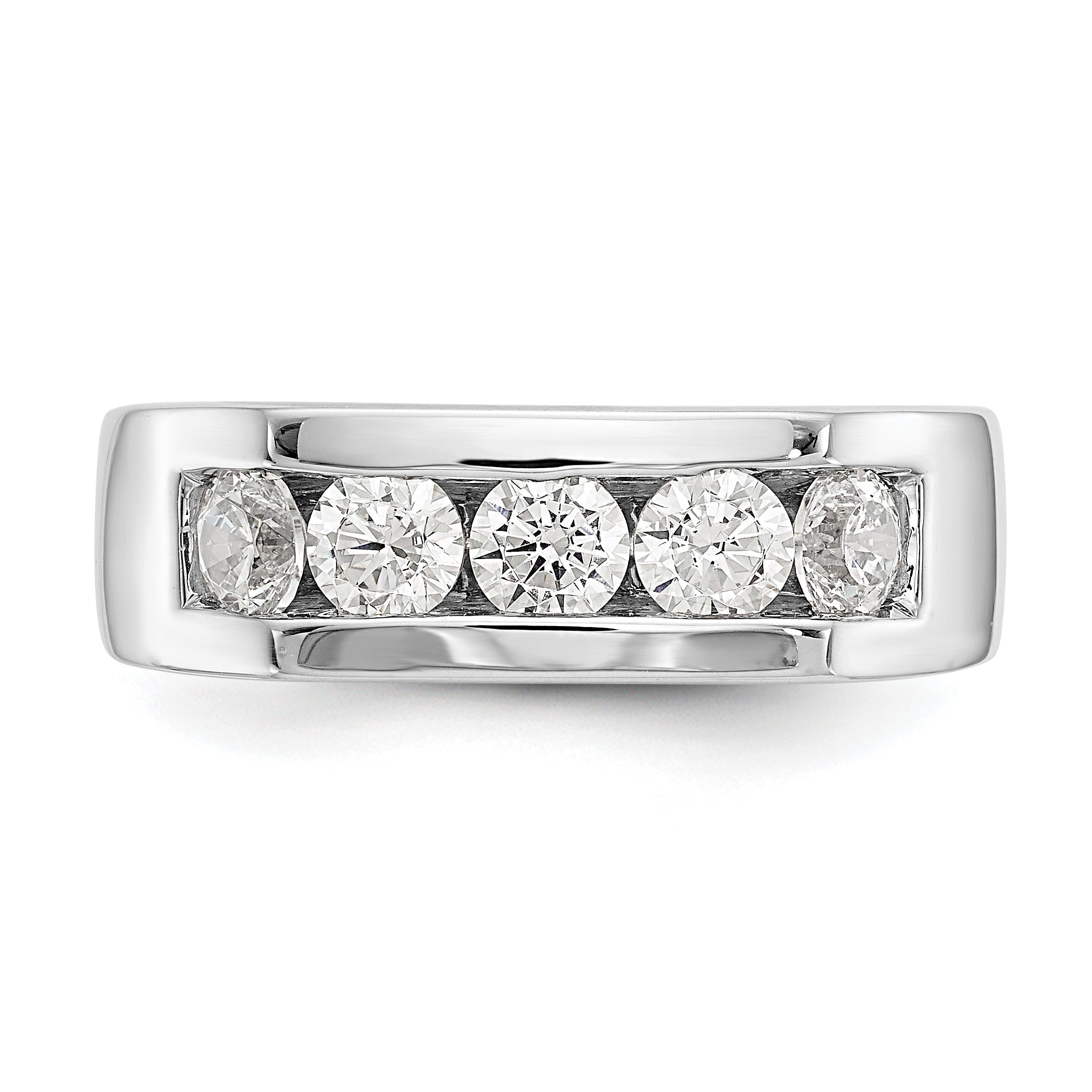 1.00ct. CZ Solid Real 14K White Gold 5-Stone Channel Wedding Band Ring
