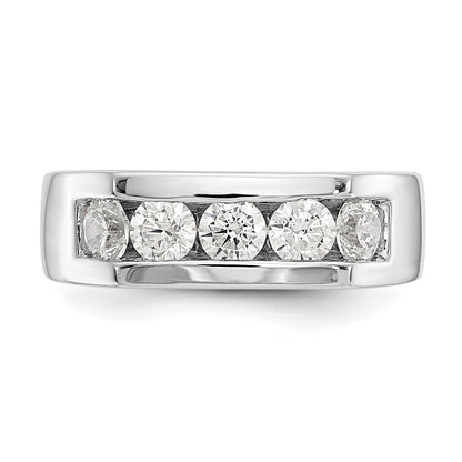 1.00ct. CZ Solid Real 14K White Gold 5-Stone Channel Wedding Band Ring