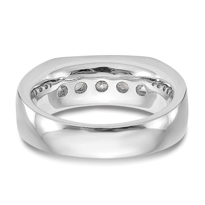 14K White Gold 5-Stone Real Diamond Channel Band