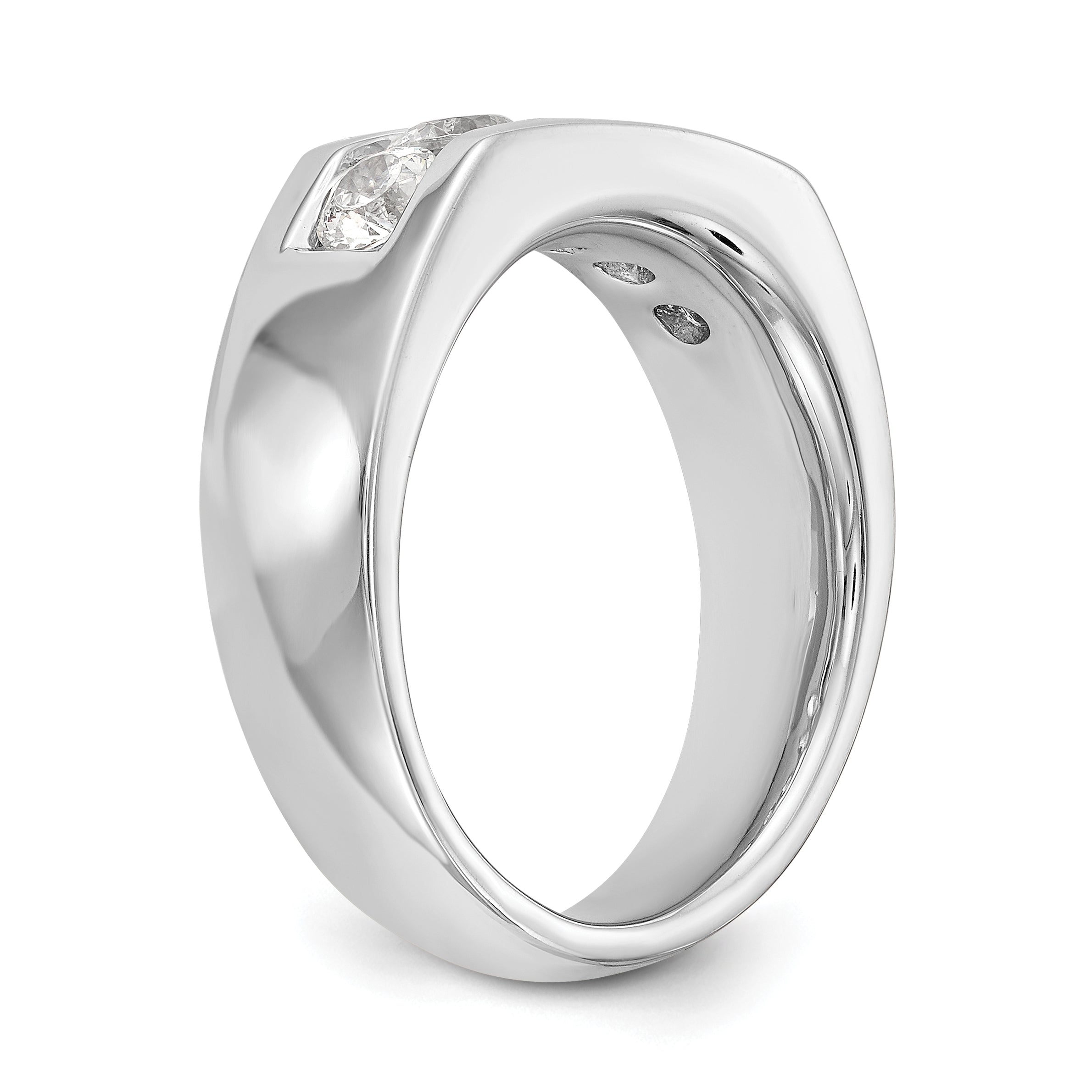 1.00ct. CZ Solid Real 14K White Gold 5-Stone Channel Wedding Band Ring