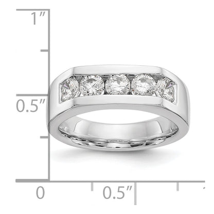 14K White Gold 5-Stone Real Diamond Channel Band