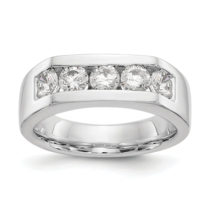 1.00ct. CZ Solid Real 14K White Gold 5-Stone Channel Wedding Band Ring