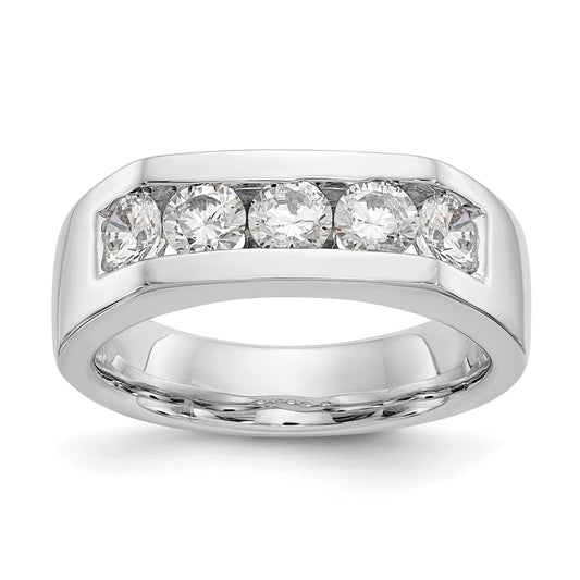 1.00ct. CZ Solid Real 14K White Gold 5-Stone Channel Wedding Band Ring