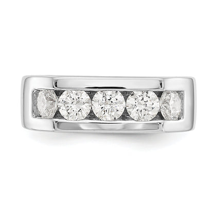 1.25ct. CZ Solid Real 14K White Gold 5-Stone Channel Wedding Band Ring