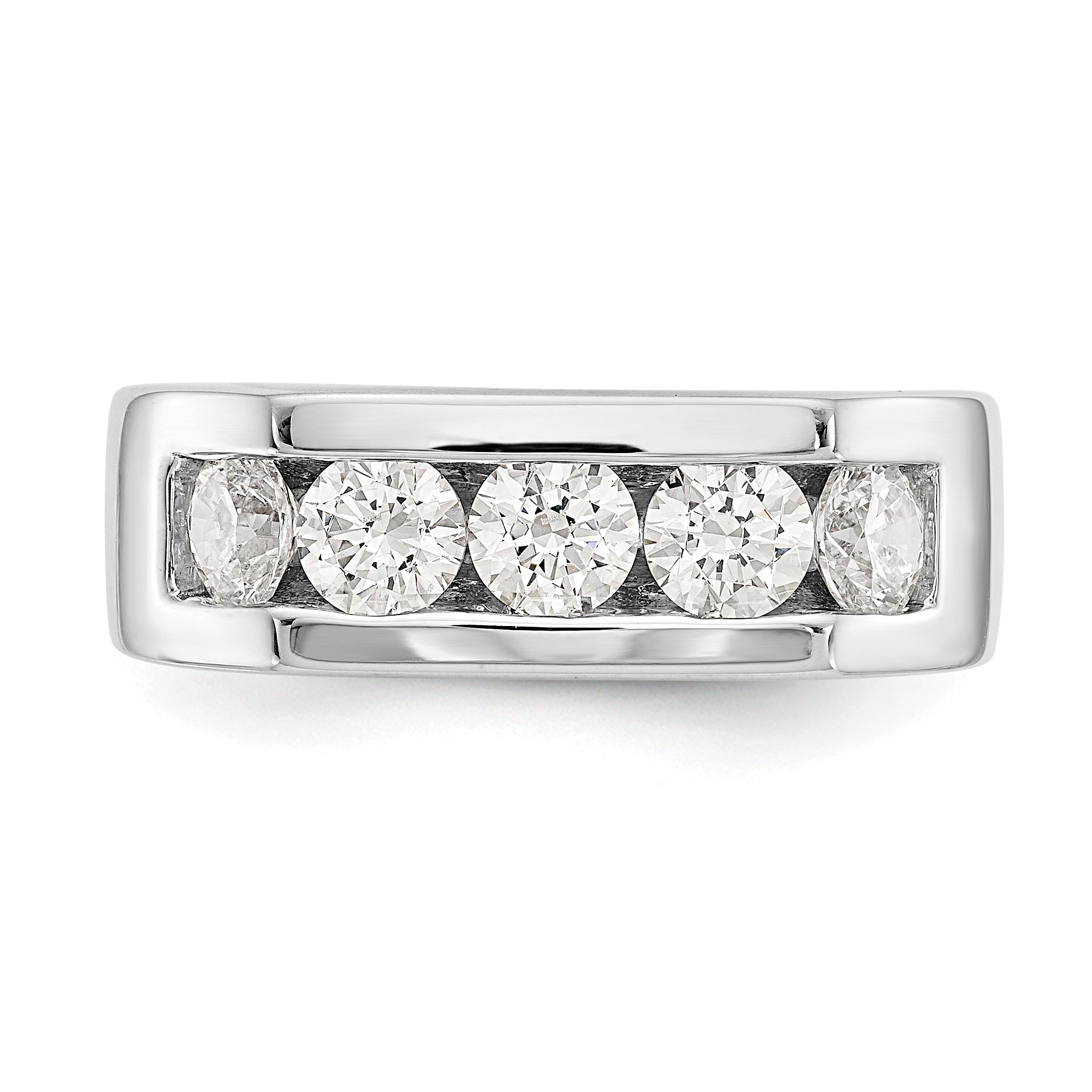 1.25ct. CZ Solid Real 14K White Gold 5-Stone Channel Wedding Band Ring