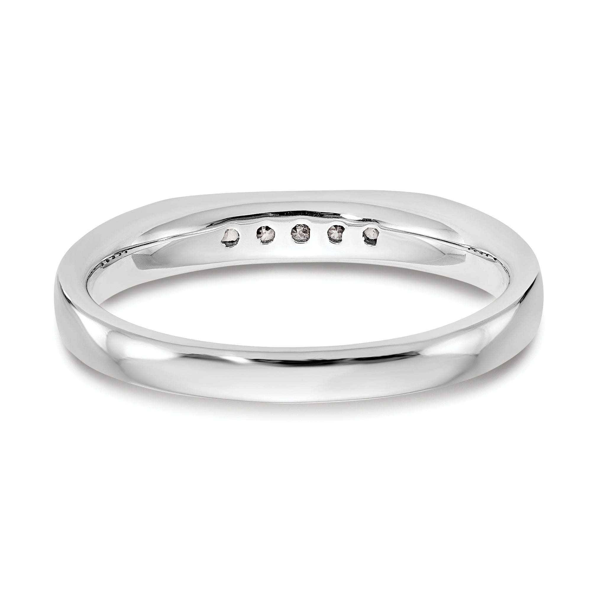 0.09ct. CZ Solid Real 14K White Gold 5-Stone Channel Wedding Band Ring