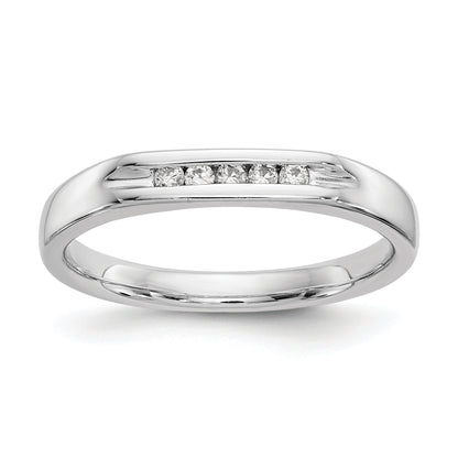 0.09ct. CZ Solid Real 14K White Gold 5-Stone Channel Wedding Band Ring