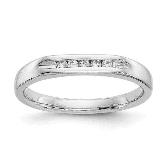 0.09ct. CZ Solid Real 14K White Gold 5-Stone Channel Wedding Band Ring