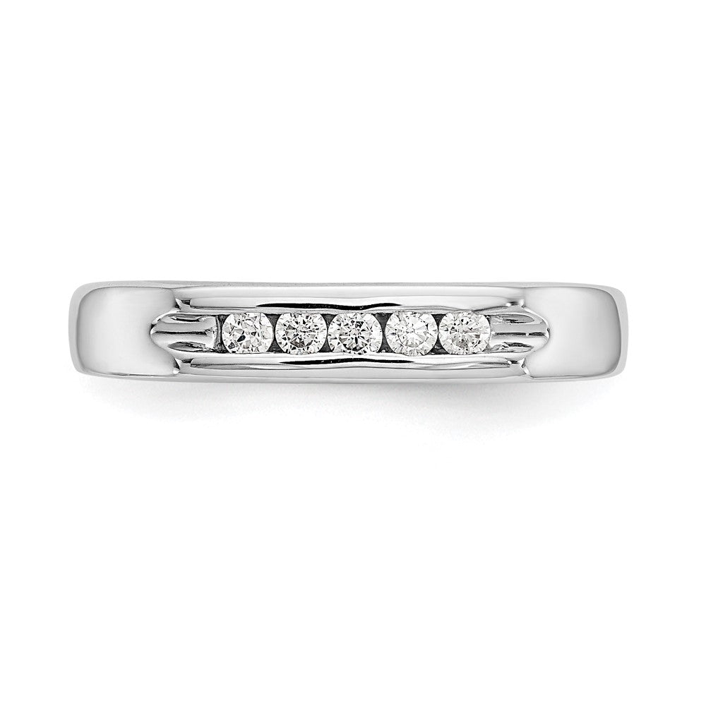 14K White Gold 5-Stone Real Diamond Channel Band