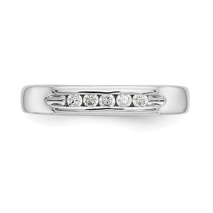 14K White Gold 5-Stone Real Diamond Channel Band