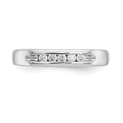 0.14ct. CZ Solid Real 14K White Gold 5-Stone Channel Wedding Band Ring