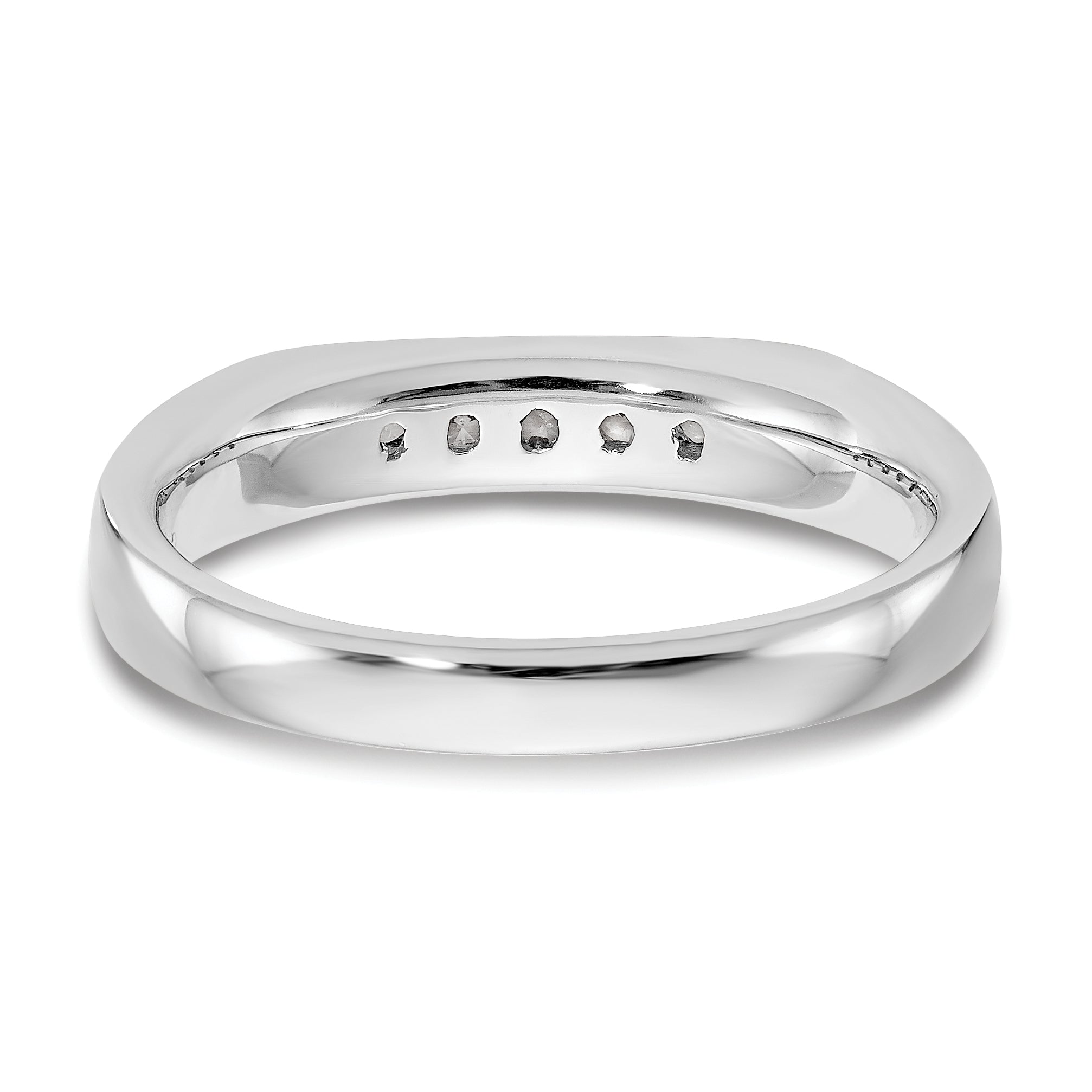 0.14ct. CZ Solid Real 14K White Gold 5-Stone Channel Wedding Band Ring