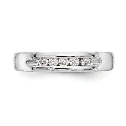 0.20ct. CZ Solid Real 14K White Gold 5-Stone Channel Wedding Band Ring