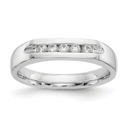 0.20ct. CZ Solid Real 14K White Gold 5-Stone Channel Wedding Band Ring
