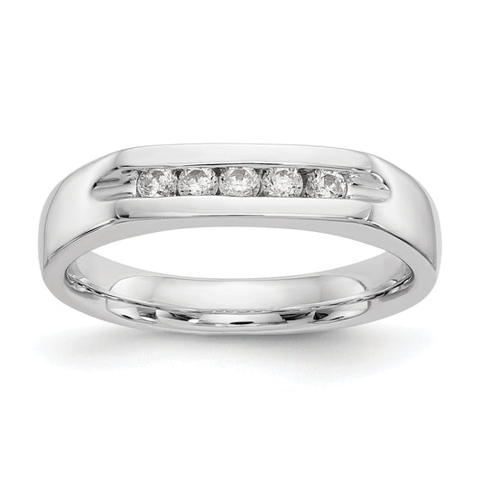0.20ct. CZ Solid Real 14K White Gold 5-Stone Channel Wedding Band Ring