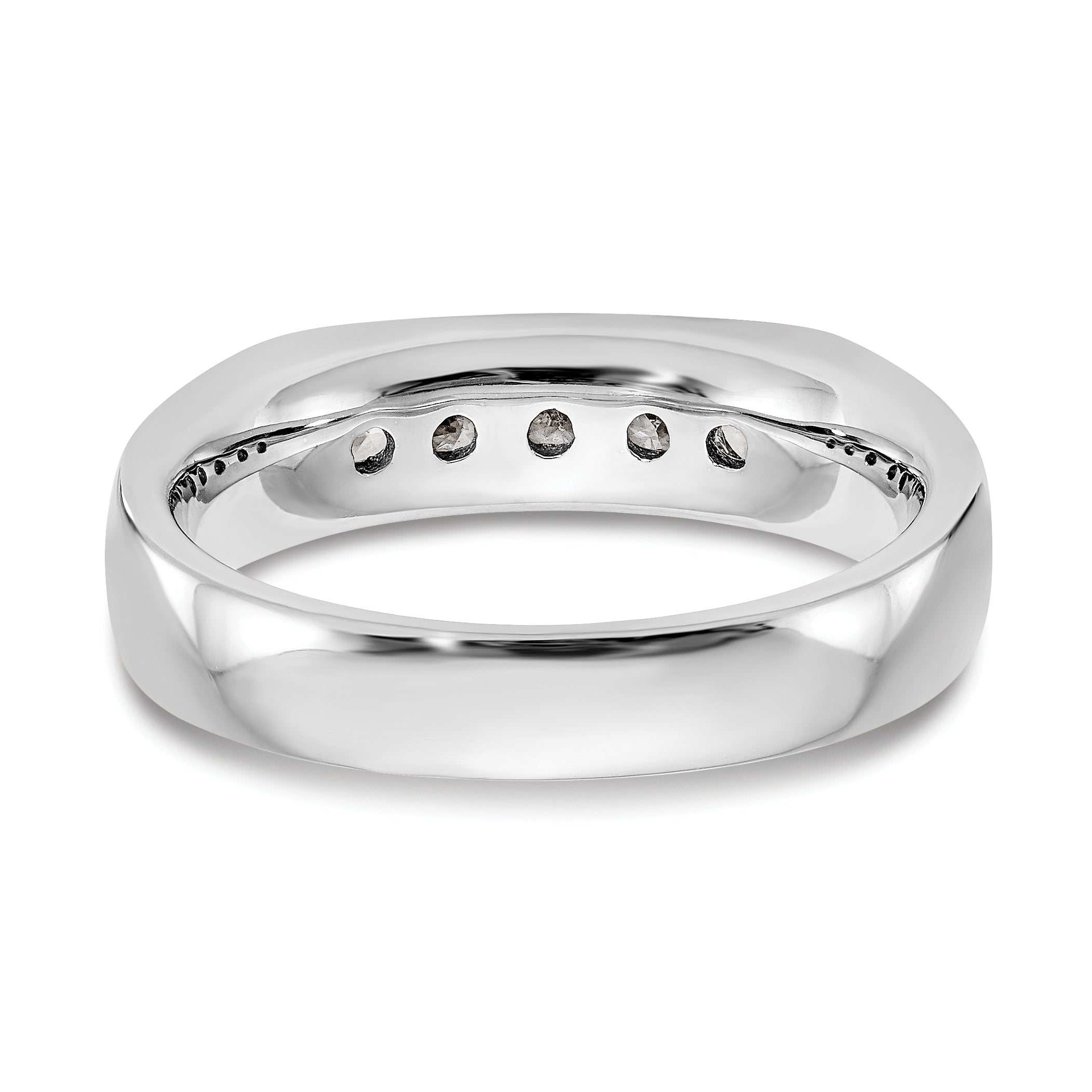 0.33ct. CZ Solid Real 14K White Gold 5-Stone Channel Wedding Band Ring