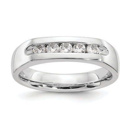 0.33ct. CZ Solid Real 14K White Gold 5-Stone Channel Wedding Band Ring