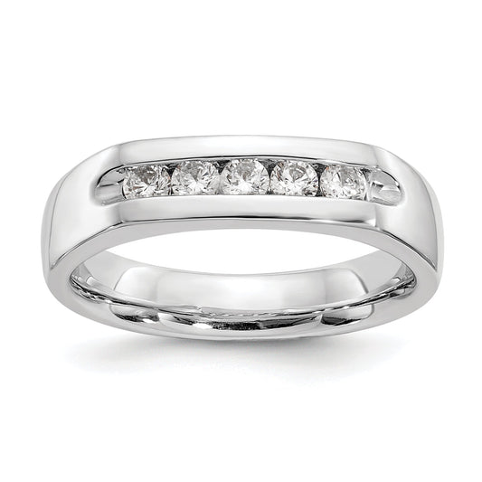 0.33ct. CZ Solid Real 14K White Gold 5-Stone Channel Wedding Band Ring