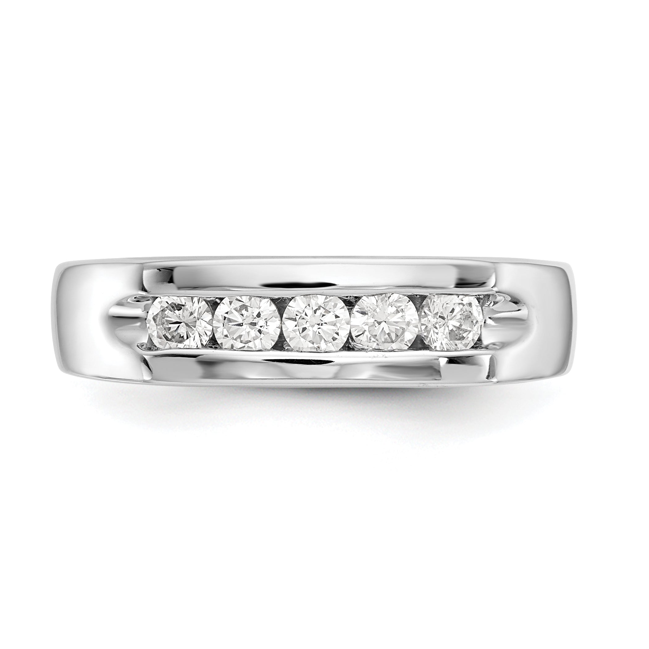 0.40ct. CZ Solid Real 14K White Gold 5-Stone Channel Wedding Band Ring
