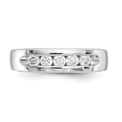 0.40ct. CZ Solid Real 14K White Gold 5-Stone Channel Wedding Band Ring
