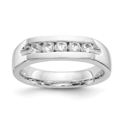 0.40ct. CZ Solid Real 14K White Gold 5-Stone Channel Wedding Band Ring