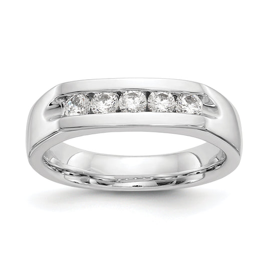 0.40ct. CZ Solid Real 14K White Gold 5-Stone Channel Wedding Band Ring