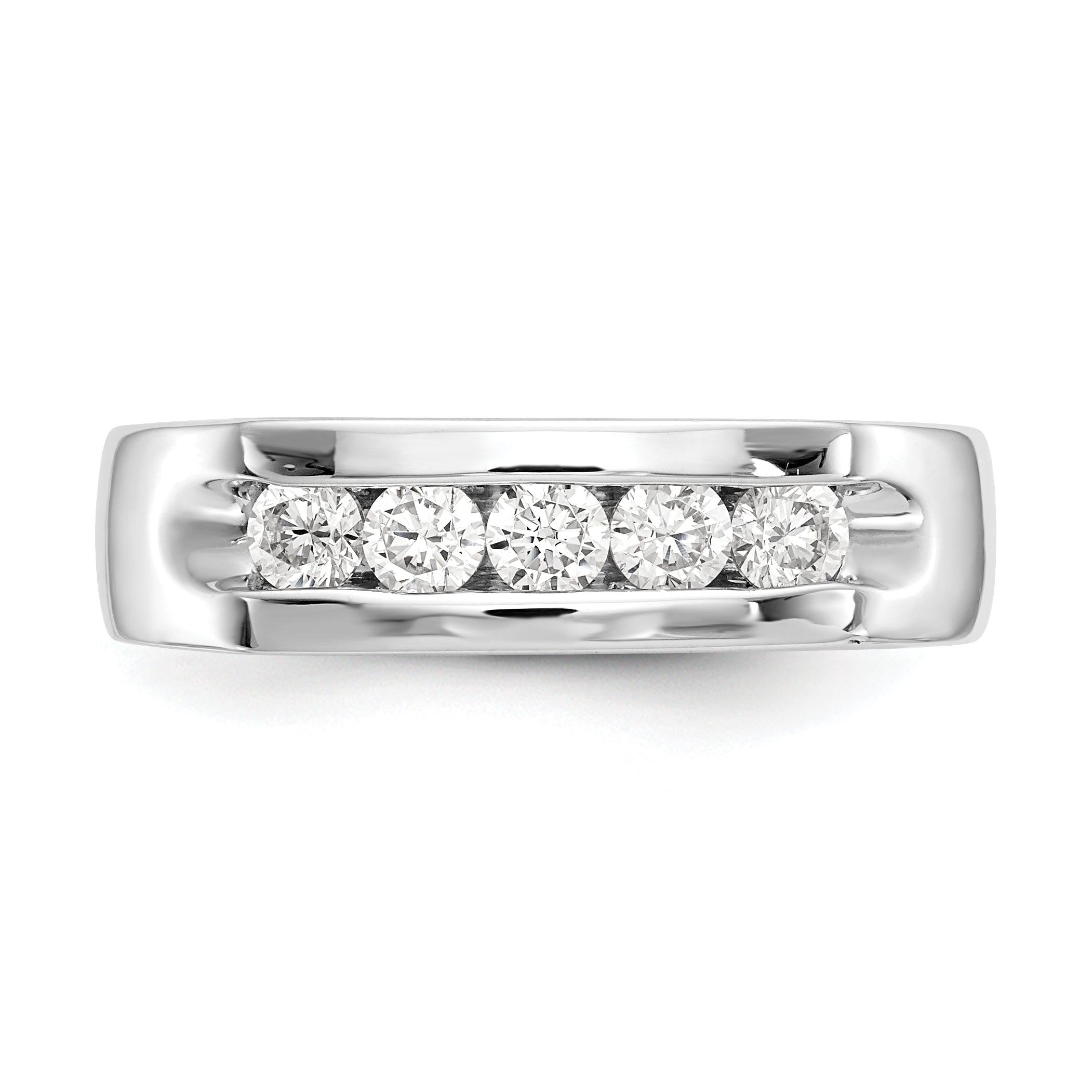 0.50ct. CZ Solid Real 14K White Gold 5-Stone Channel Wedding Band Ring