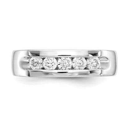 0.50ct. CZ Solid Real 14K White Gold 5-Stone Channel Wedding Band Ring
