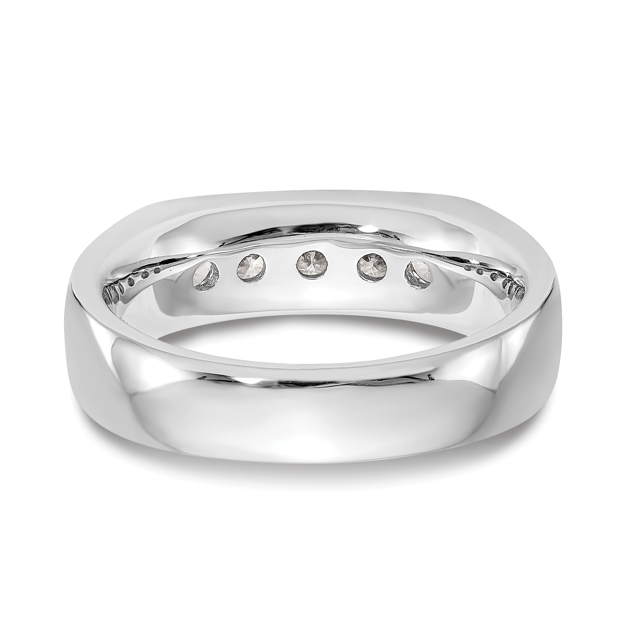 0.50ct. CZ Solid Real 14K White Gold 5-Stone Channel Wedding Band Ring
