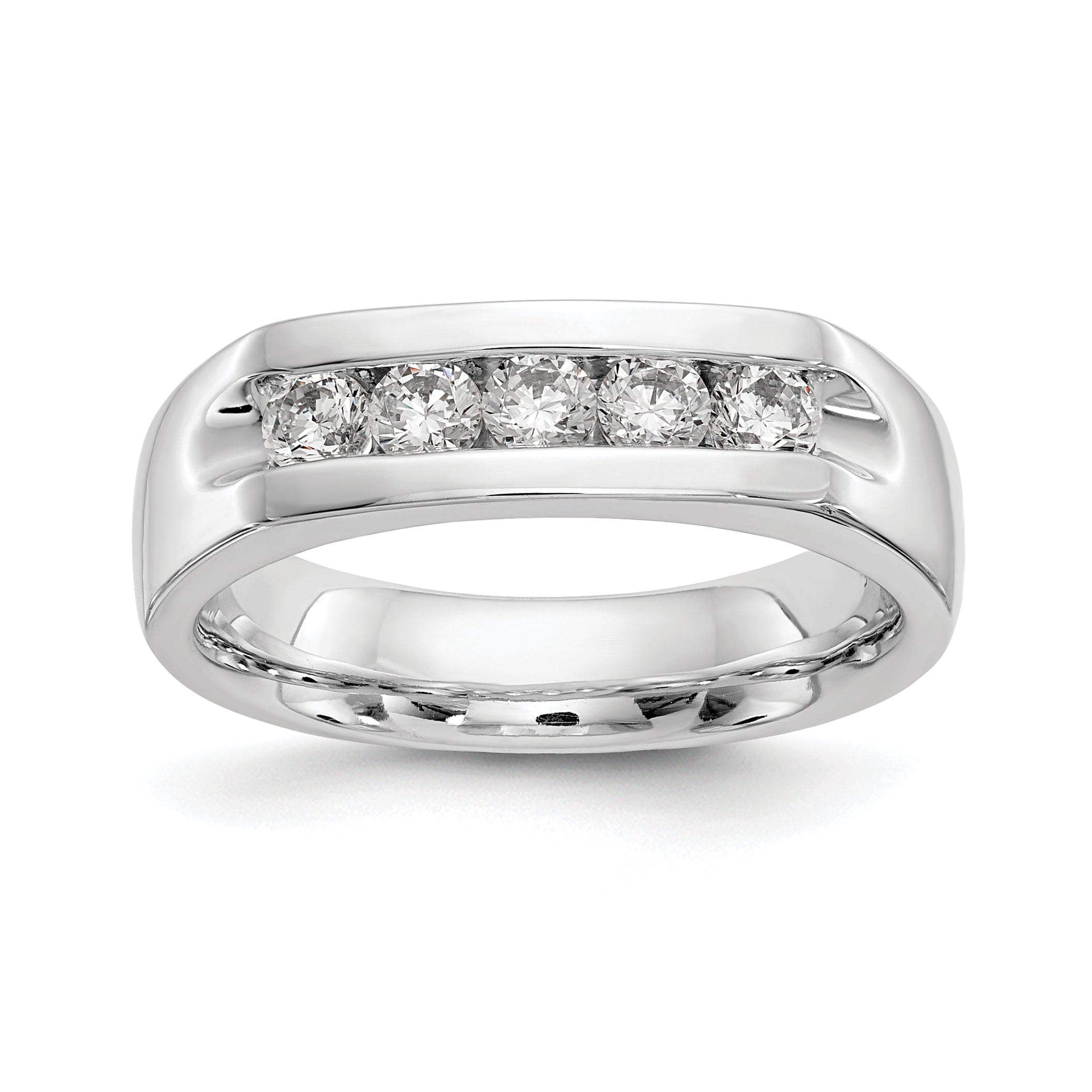 0.50ct. CZ Solid Real 14K White Gold 5-Stone Channel Wedding Band Ring