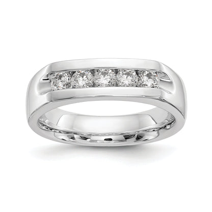 0.50ct. CZ Solid Real 14K White Gold 5-Stone Channel Wedding Band Ring