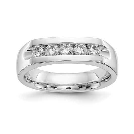 0.50ct. CZ Solid Real 14K White Gold 5-Stone Channel Wedding Band Ring