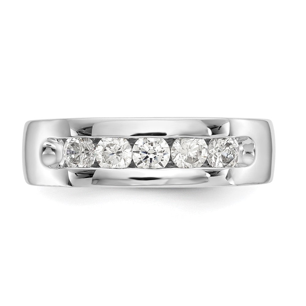 14K White Gold 5-Stone Real Diamond Channel Band
