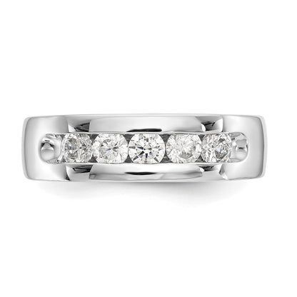 14K White Gold 5-Stone Real Diamond Channel Band