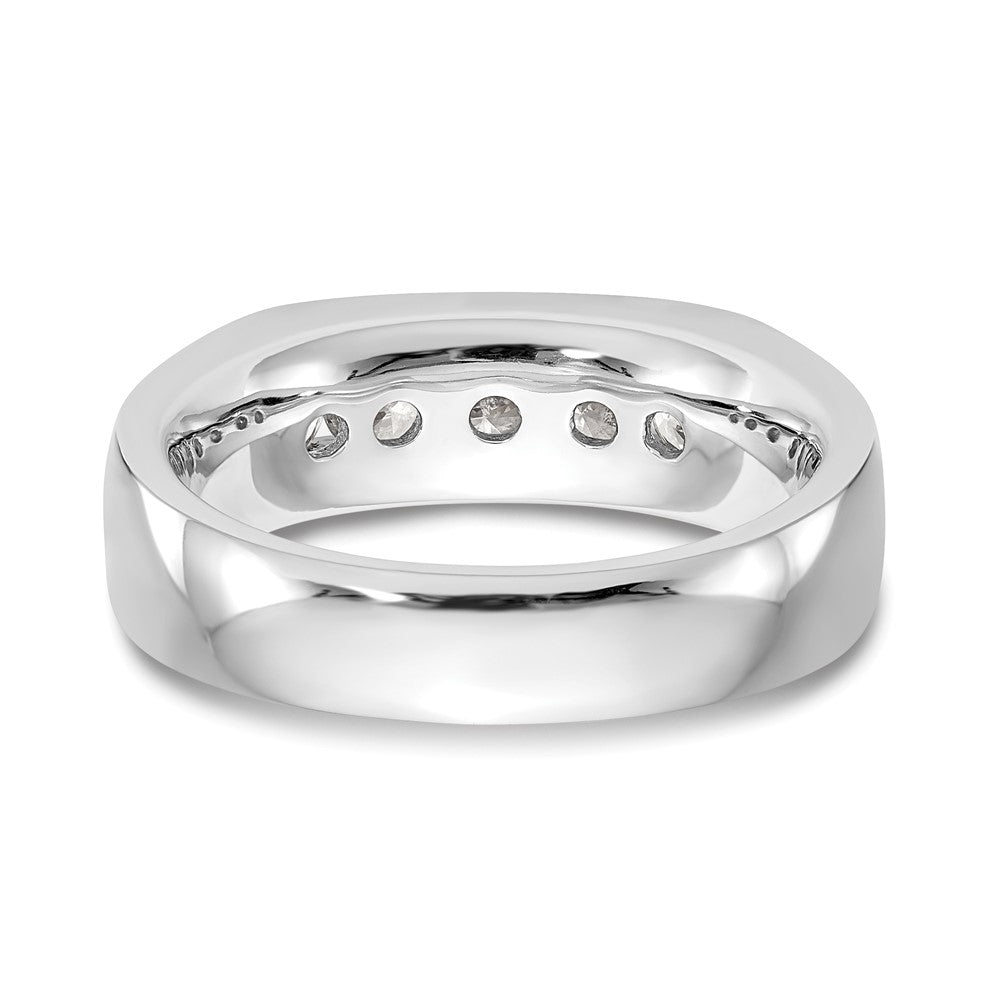 14K White Gold 5-Stone Real Diamond Channel Band