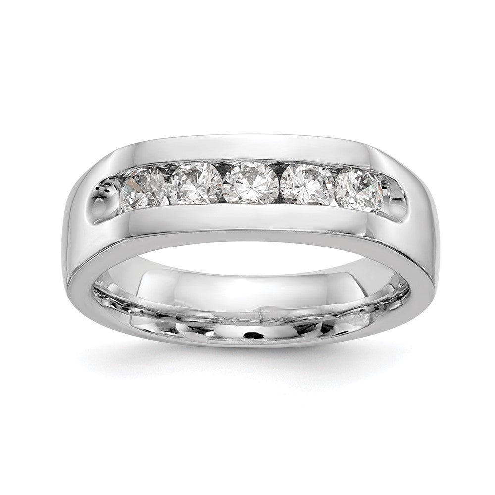 14K White Gold 5-Stone Real Diamond Channel Band