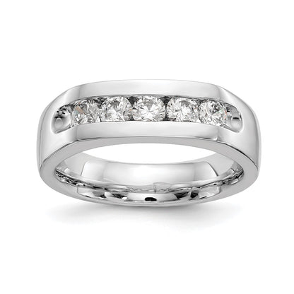 14K White Gold 5-Stone Real Diamond Channel Band