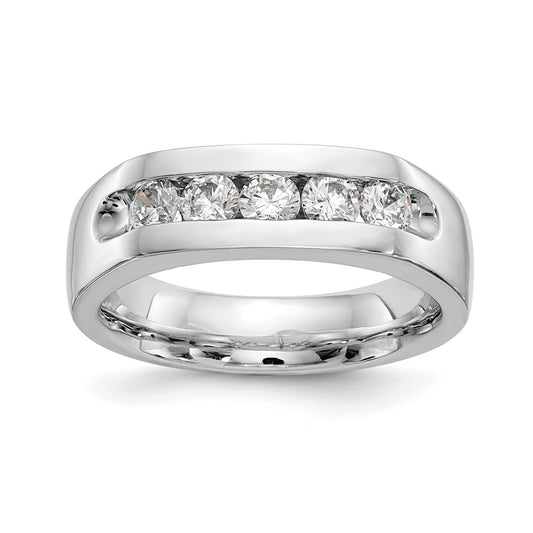 14K White Gold 5-Stone Real Diamond Channel Band