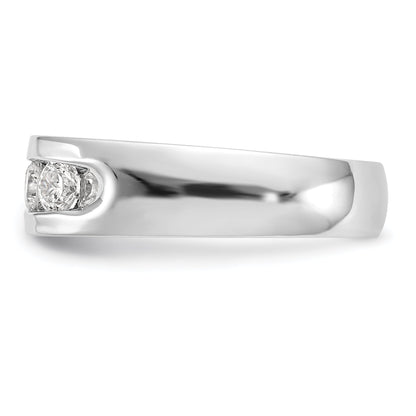 0.75ct. CZ Solid Real 14K White Gold 5-Stone Channel Wedding Band Ring