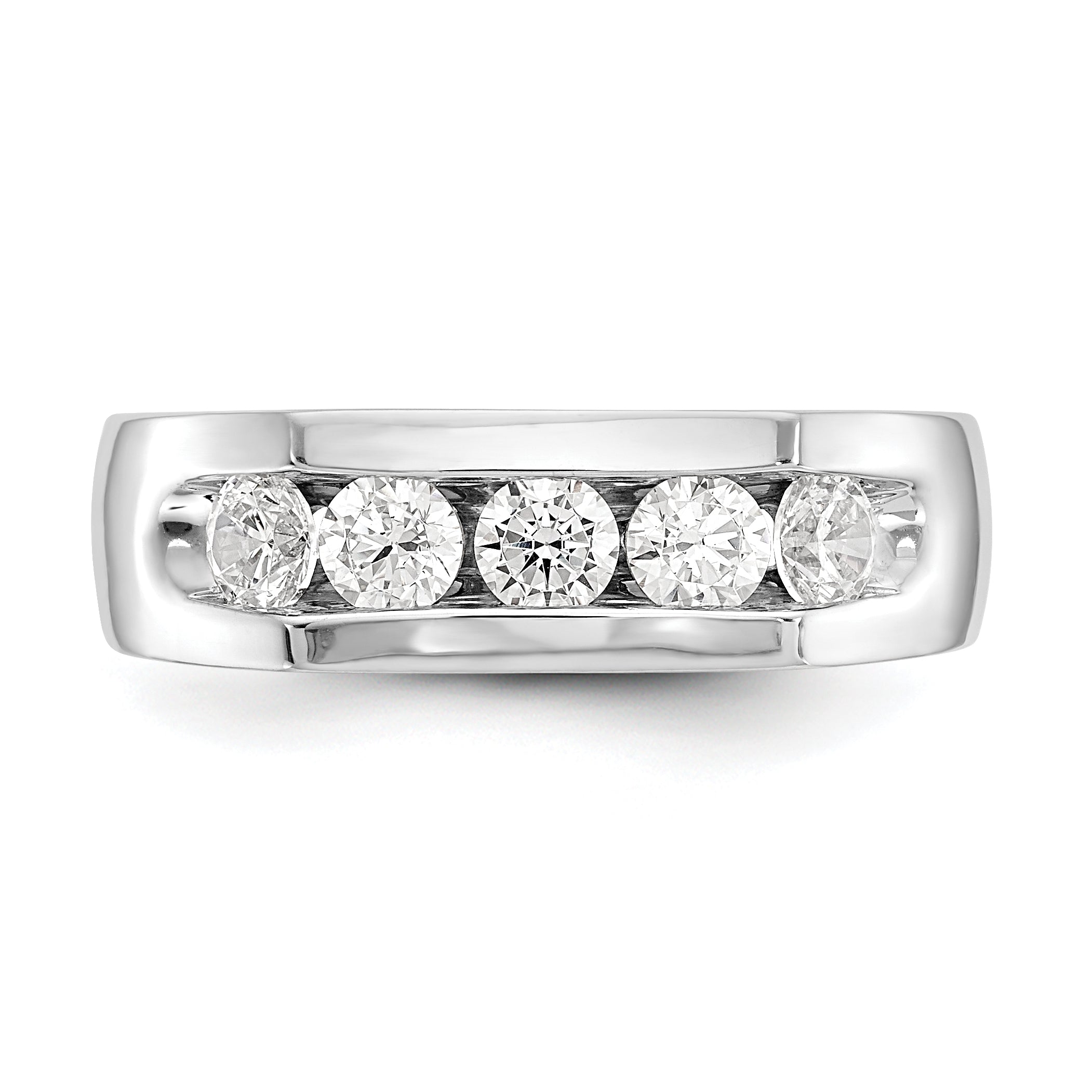 0.75ct. CZ Solid Real 14K White Gold 5-Stone Channel Wedding Band Ring