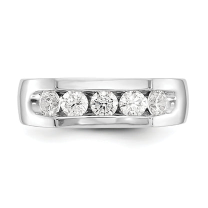 0.75ct. CZ Solid Real 14K White Gold 5-Stone Channel Wedding Band Ring