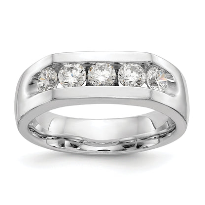 0.75ct. CZ Solid Real 14K White Gold 5-Stone Channel Wedding Band Ring