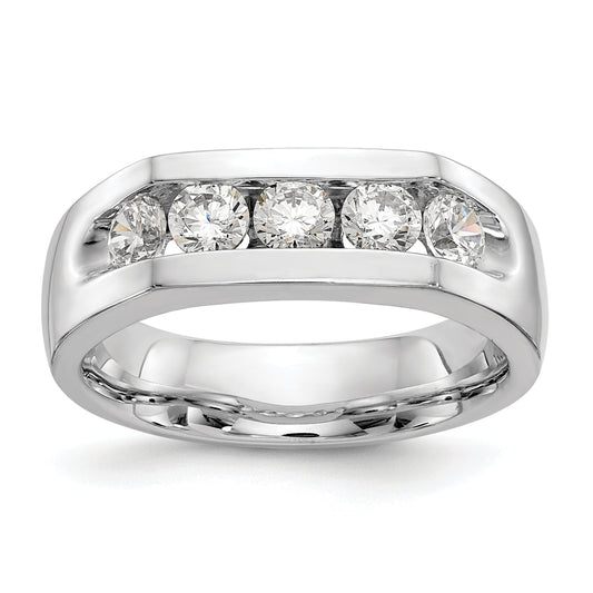 0.75ct. CZ Solid Real 14K White Gold 5-Stone Channel Wedding Band Ring