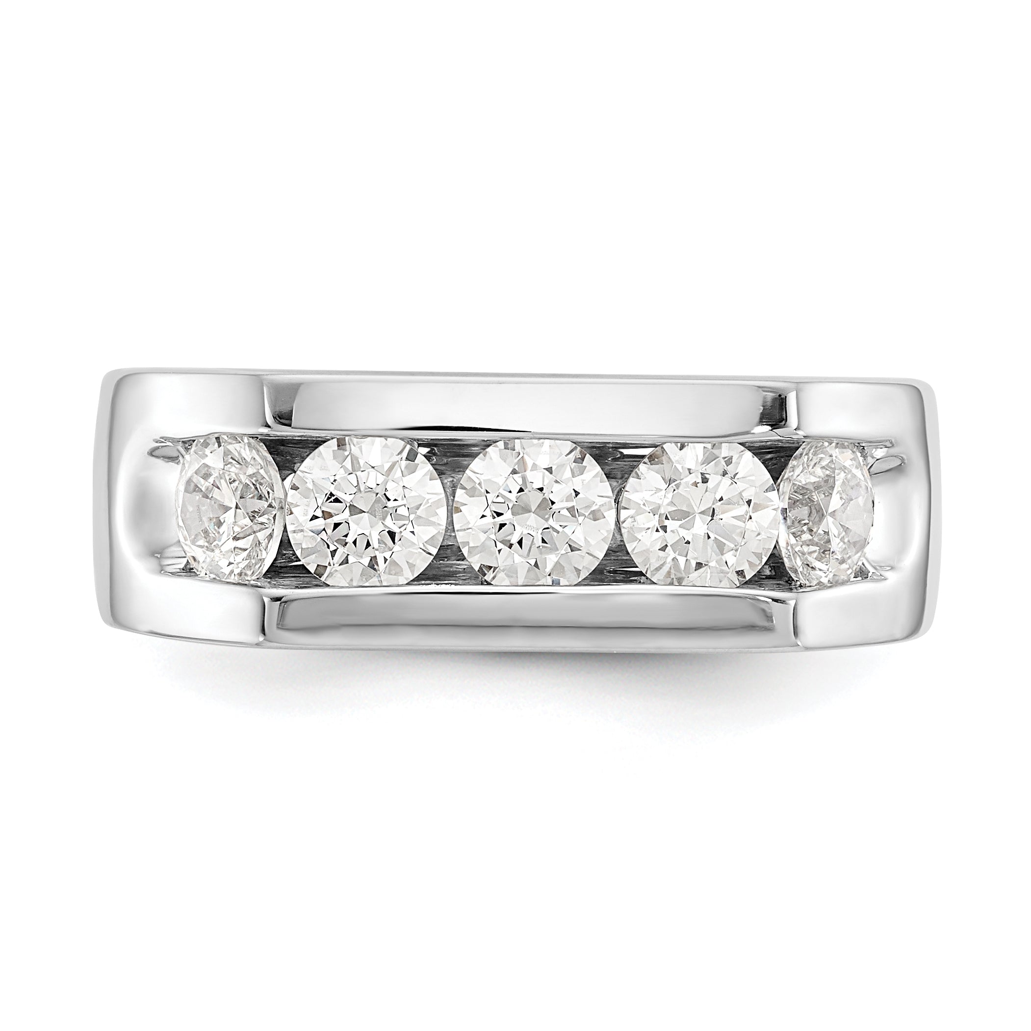 1.25ct. CZ Solid Real 14K White Gold 5-Stone Channel Wedding Band Ring