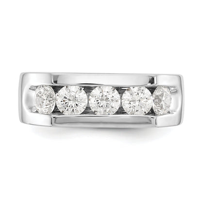 1.25ct. CZ Solid Real 14K White Gold 5-Stone Channel Wedding Band Ring